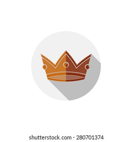 Decorative imperial 3d icon isolated on white. Golden king crown placed in a circle, brand element for VIP services.