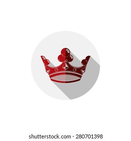 Decorative imperial 3d icon isolated on white. King crown placed in a circle, brand element for VIP services.