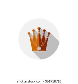 Decorative imperial 3d icon isolated on white. Golden king crown placed in circle, design element