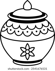 Decorative Indian ceramic pot vector with intricate floral motifs and heritage-inspired details