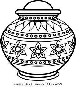 Decorative Indian ceramic pot vector with intricate floral motifs and heritage-inspired details