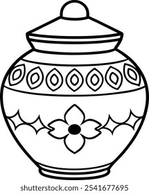 Decorative Indian ceramic pot vector with intricate floral motifs and heritage-inspired details