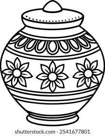  Decorative Indian ceramic pot vector with intricate floral motifs and heritage-inspired details