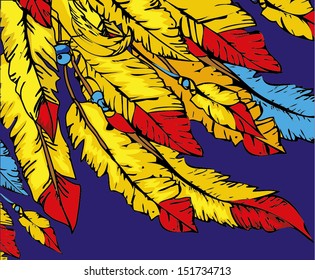 Decorative Indian feather with ornaments