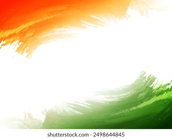 Decorative Indian flag theme tricolor watercolor brush stroke design card vector
