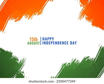 Vector de tarjeta de diseño de trazo de pincelada tricolor de acuarela de tema de bandera india decorativa