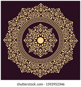 Decorative Indian style golden vector frame.Beautiful design for invitation cards and ornament design.