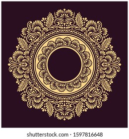 Decorative Indian style vector frame for invitation card and wallpaper design.Elegant vector golden element for ornament design.