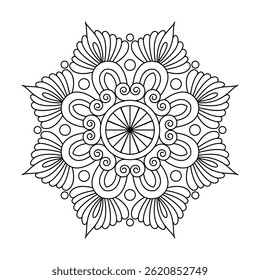 Decorative Infinite Swirl Mandala for Coloring Book Page