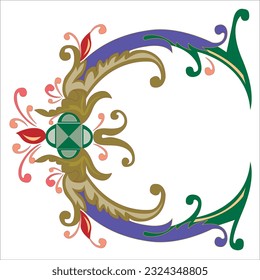 Diseño decorativo de la letra inicial del logotipo C
