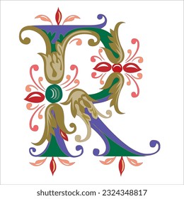 Decorative initial letter R logo design