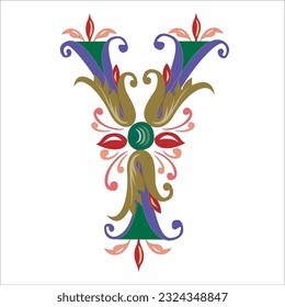 Diseño decorativo de la letra inicial Y del logotipo