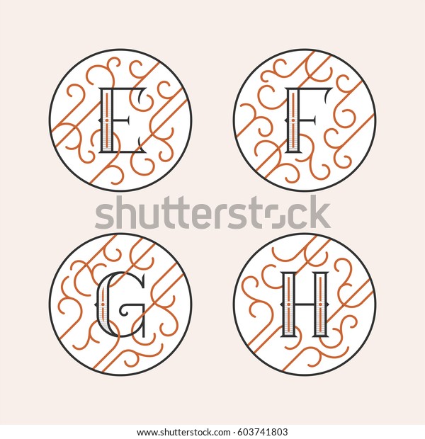 Decorative Initial Letters E F G Stock Vector Royalty Free
