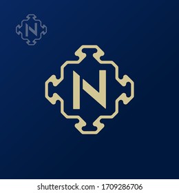 Decorative initial N logo design