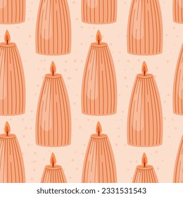 Decorative interior flat candle. Vector seamless pattern.