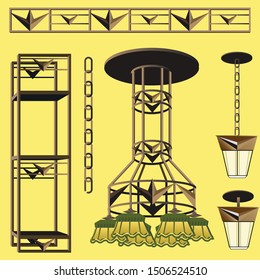 decorative interior items made of metal and fabric