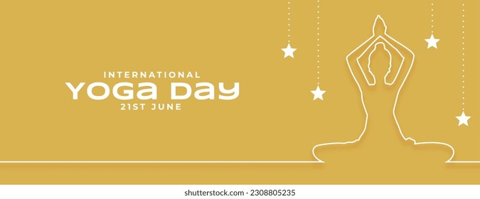 decorative international yoga day wellness banner in line style vector