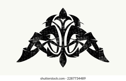 Decorative intertwined floral ornament in celtic style with rough texture. Vector illustration for your tattoo and other design. Isolated on white background