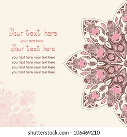 Decorative invitation card. Template frame design for card.