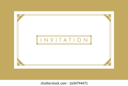 Decorative Invitation Card Template on the Gold Colored Background
