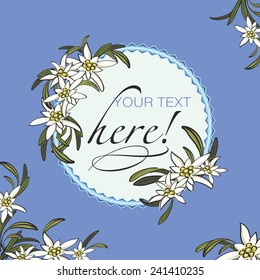 Decorative invitation with edelweiss flowers background