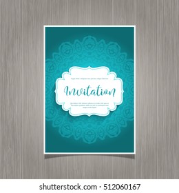 Decorative invitation on a wood texture background