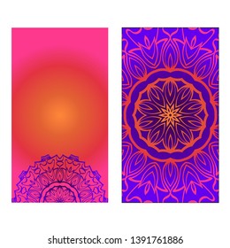 Decorative invitation template with mandala decoration. Vector illustration.