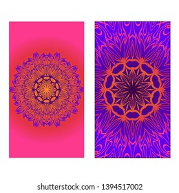 Decorative invitation template with mandala decoration. Vector illustration.
