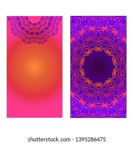 Decorative invitation template with mandala decoration. Vector illustration.