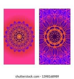 Decorative invitation template with mandala decoration. Vector illustration.