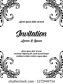 Decorative invitation for wedding with floral hand draw vector