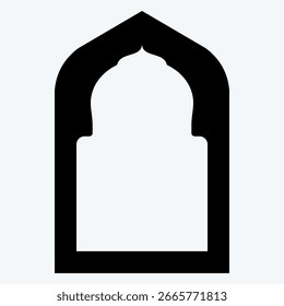 Design decorativo do arco islâmico com porta da mesquita e moldura da janela