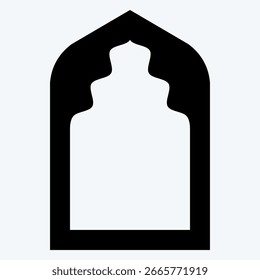 Design decorativo do arco islâmico com porta da mesquita e moldura da janela