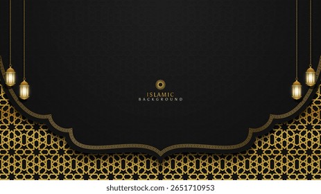 Decorative Islamic backdrop with hanging lights