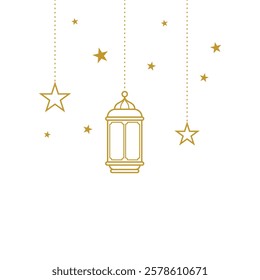 Decorative Islamic Lanterns and Starry Patterns for Ramadan