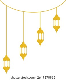 Linternas islámicas decorativas y patrones estrellados para el Ramadán