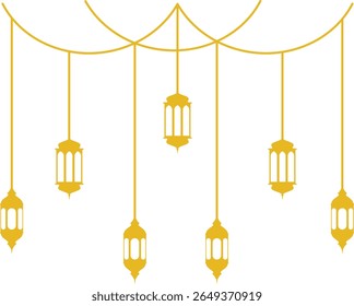 Decorative Islamic Lanterns and Starry Patterns for Ramadan