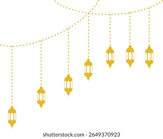 Linternas islámicas decorativas y patrones estrellados para el Ramadán