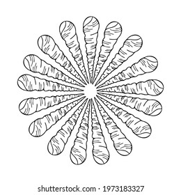 Decorative isolated black and white vector elegant illustration design of seashell in a floral form. The design is perfect for wallpapers, fabrics, decorations, wrapping paper, backgrounds.