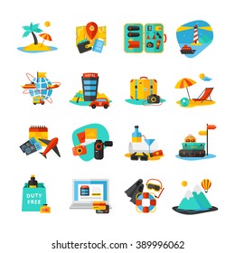 Decorative isolated icon set with different ways to spend vacation holidays and weekend vector illustration