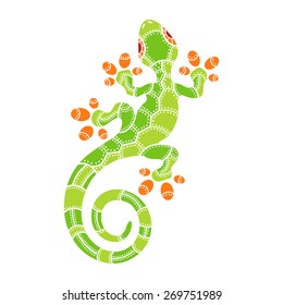 Decorative isolated lizard on the white background. Vector illustration