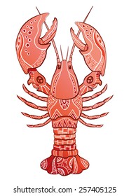 Decorative isolated lobster. Vector illustration