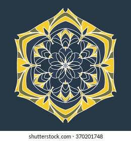 Decorative items to decorate your work. Vector design elements. Vector graphic black-white elements for design. Geometric fashion pattern. Vector mandala. The circular pattern.