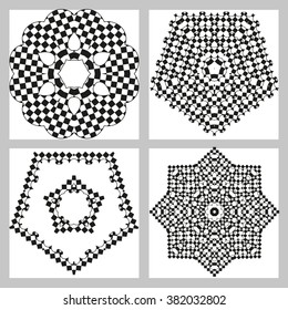 Decorative items to decorate your work. Vector design elements. Vector graphic elements for design. Geometric fashion pattern. A set of 4 circular patterns.