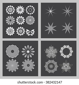 Decorative items to decorate your work. Vector design elements. Vector graphic elements for design. Geometric fashion pattern. A set of 21 circular patterns.