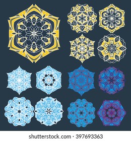 Decorative items to decorate your work. Vector design elements. Vector graphic elements for design. Geometric fashion pattern. Vector mandala. Set circular patterns