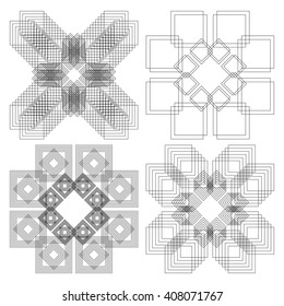 Decorative items to decorate your work.  Vector mandala. Set of 4 circular patterns