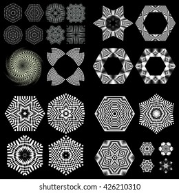 Decorative items to decorate your work. Vector design elements. Vector graphic elements for design. Geometric fashion pattern. Vector mandala. Set of 19 circular patterns