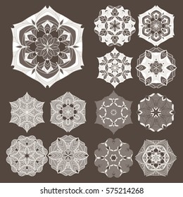 Decorative items to decorate your work. Vector design elements. Geometric fashion pattern. Vector mandala set. Circular patterns.