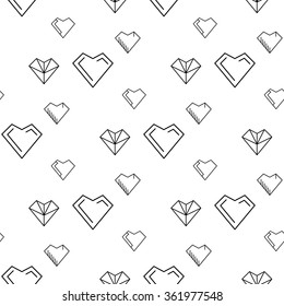 Decorative items heart pattern for Valentine's Day, to design greeting cards, invitations, made in a linear style 
